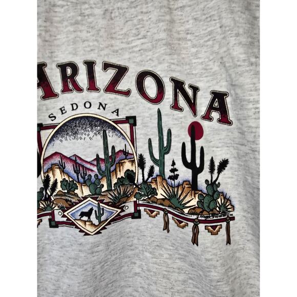 Vintage Arizona Shirt Youth Medium Desert Graphic Gray Double Sleeve Nature Tee - Picture 4 of 8